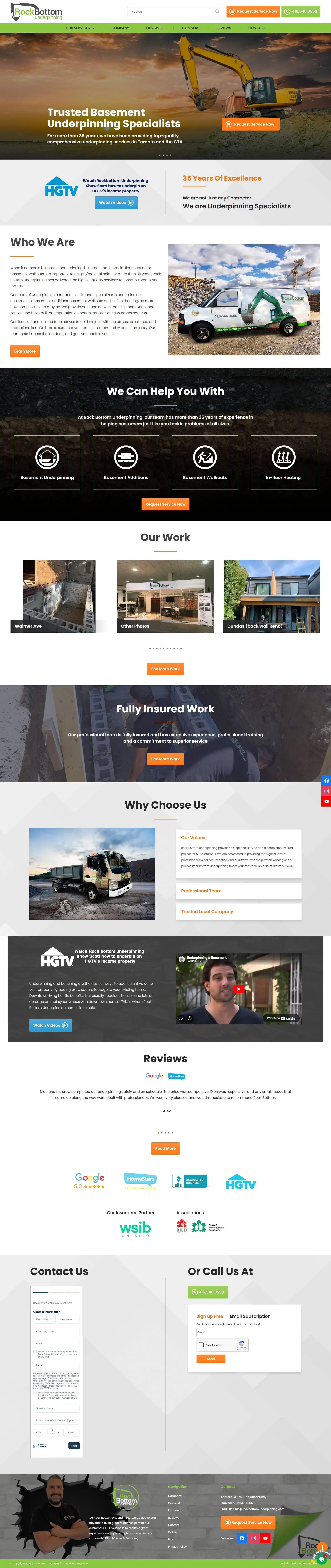 Web Design Success for Rock Bottom Underpinning Delivered Results
