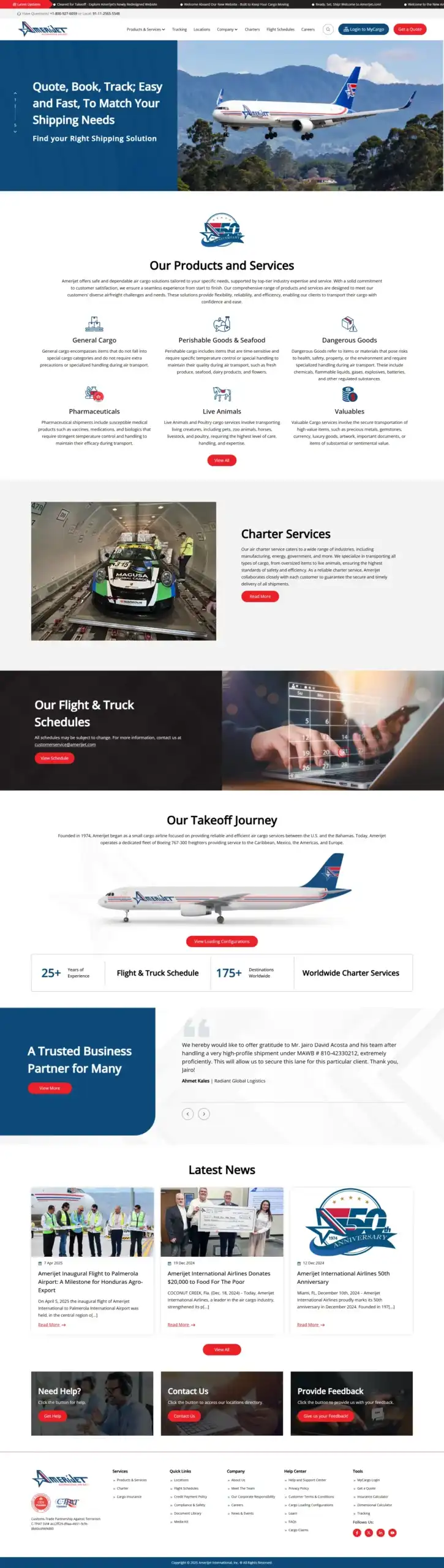 Web Design Success for Amerijet Delivered Results