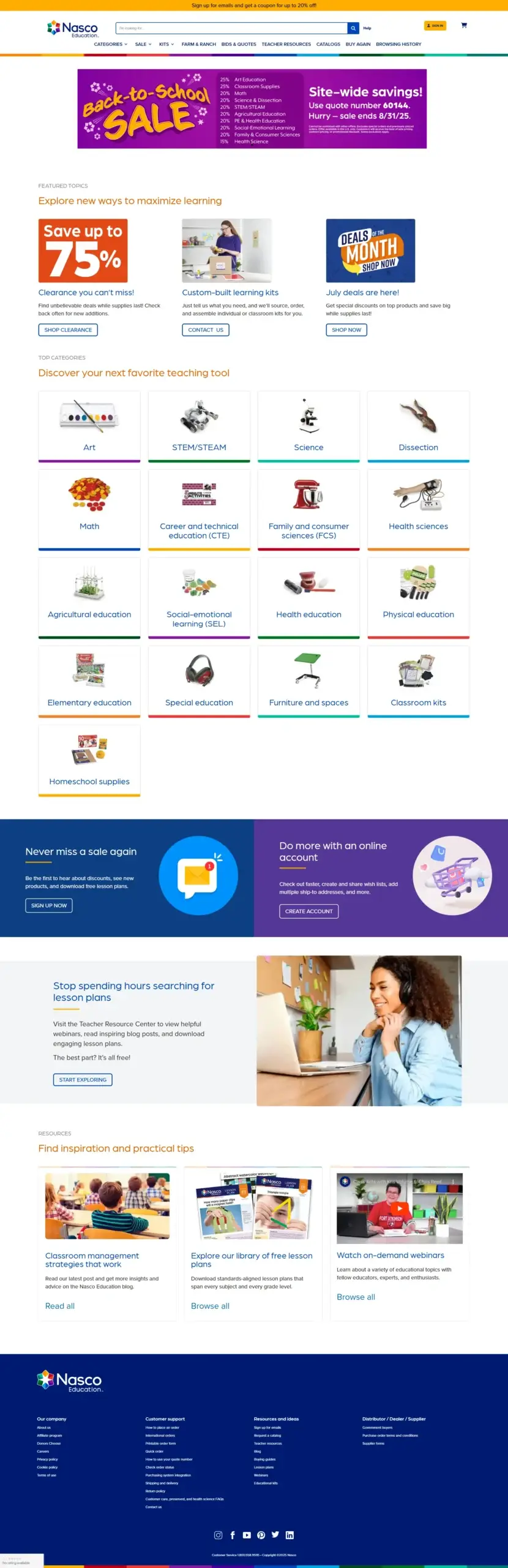 Web Design Success for Nasco Education Delivered Results