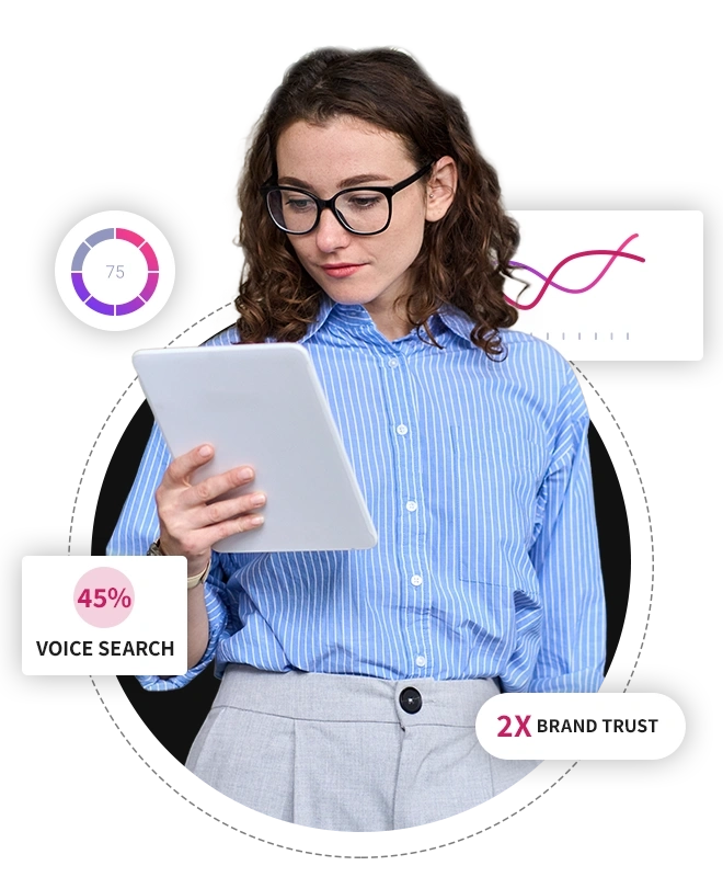 seo kitchener experts showing voice search and brand trust growth on digital device