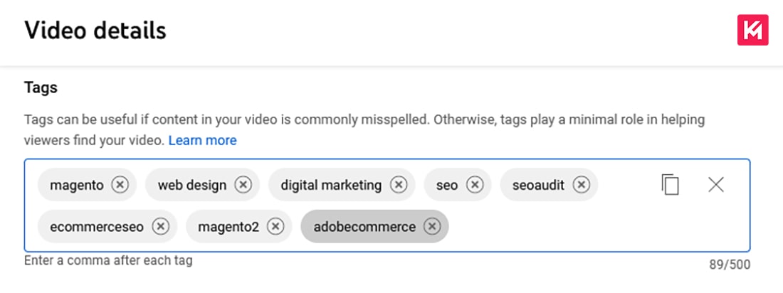 Youtube video Tags